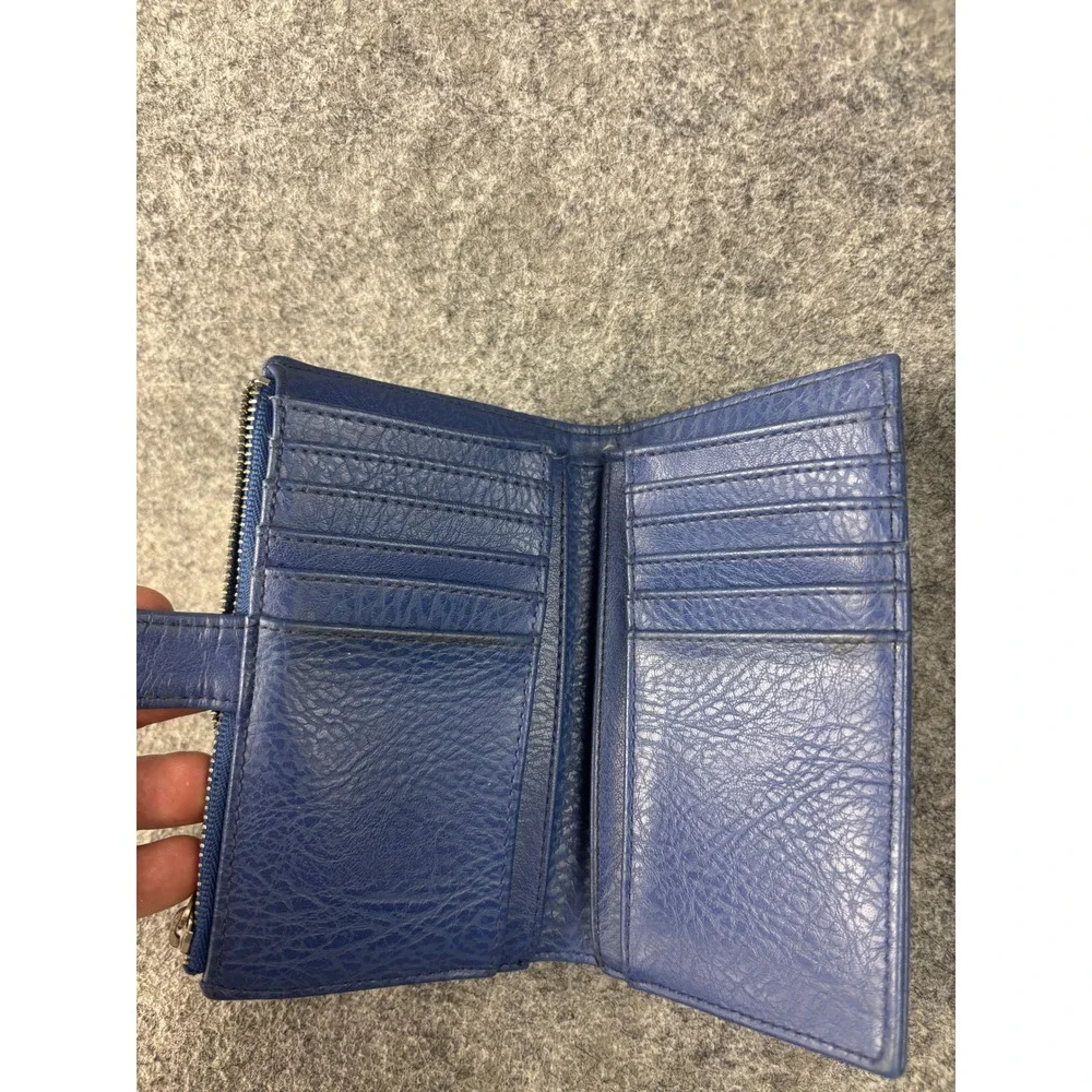Matt & Nat Wallet Womens OS Blue Vegan Leather Bifold Zip Coin Pocket
